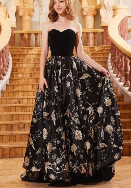 Stylish sweetheart neck velvet long prom dress, evening dress cg3569