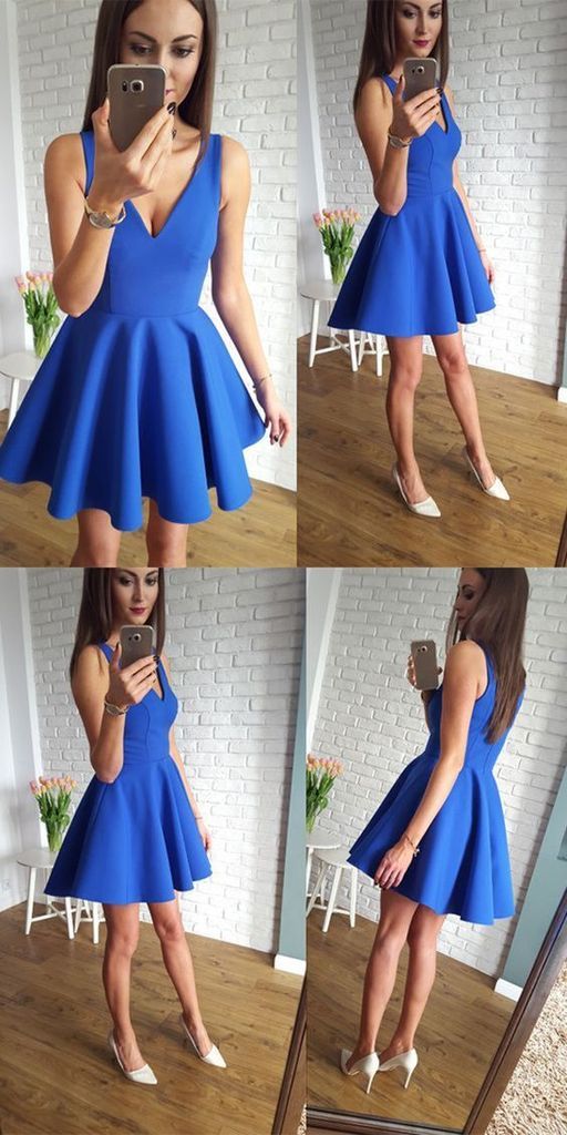 Short Royal Blue Homecoming Dress , Simple Grade Dance Dress, Sweet 16 Dress cg365