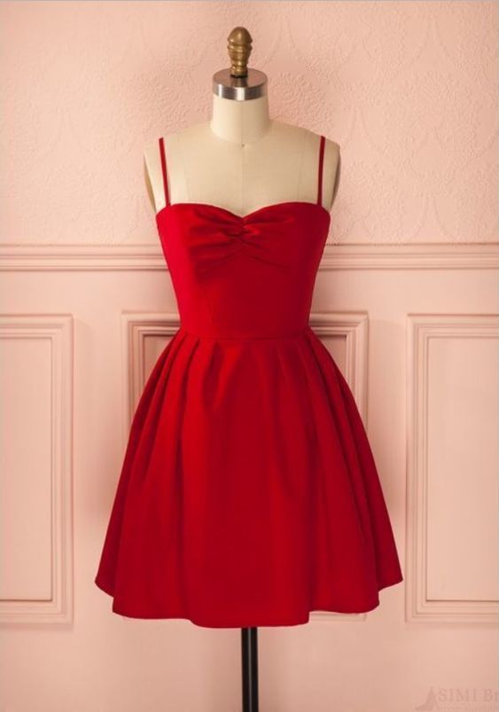 Red Spaghetti Straps Black Lace t Mini Homecoming Dresses cg4000