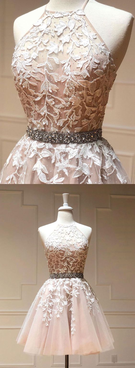 Cute tulle lace short dress, lace homecoming dress cg4126