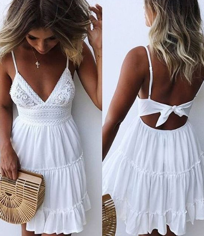 straps short white dresses, summer homecoming dress, holiday dresses cg4356