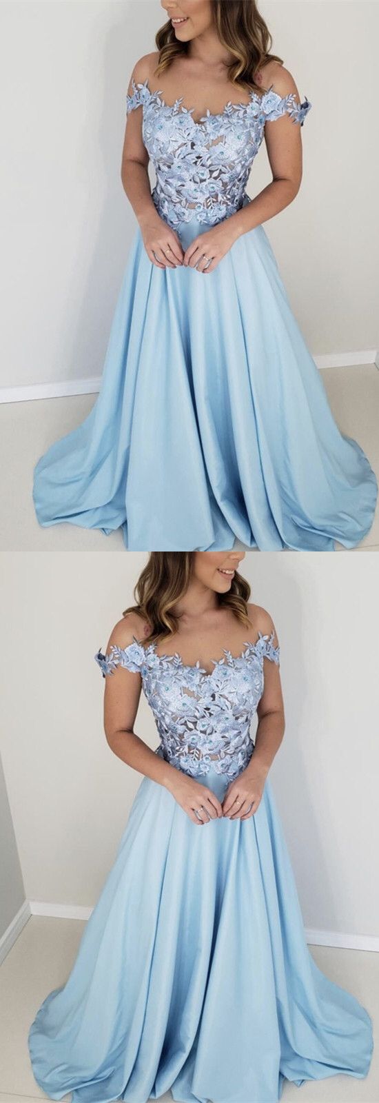 elegant baby blue prom off shoulder dress lace embroidery cg4365