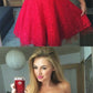A-Line Sweetheart Sleeveless Short Red Lace Homecoming Dress cg4442