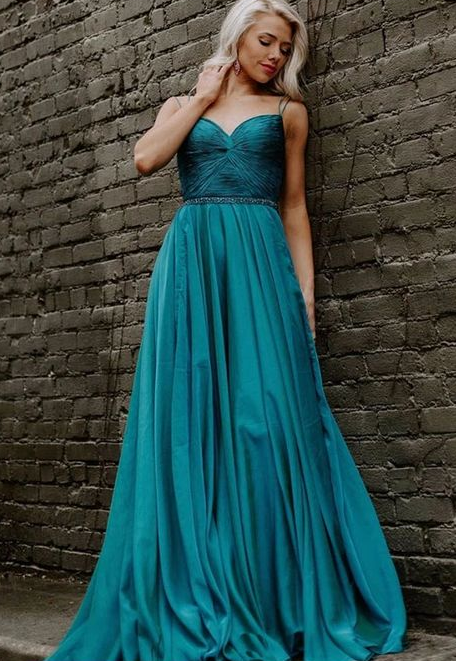 Green sweetheart chiffon long prom dress green evening dress cg4476