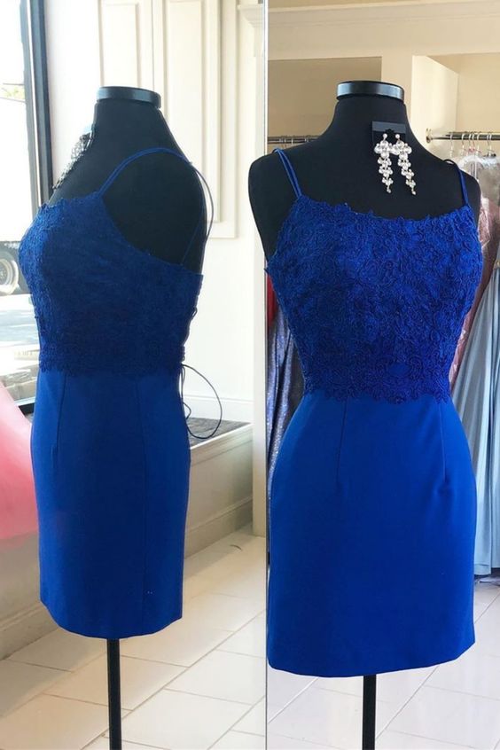 tight royal blue party homecoming dress with straps  cg4563