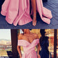 long pink satin evening gowns off the shoulder prom dress 2019 cg4621