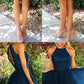 navy blue homecoming dresses short tulle backless dress cg4684