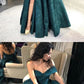 A-Line Off-the-Shoulder Floor-Length Dark Green Prom Dress with Split cg4786