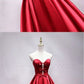 Sweetheart Neck Red Satin Lace Up Long Prom Dress With Bowknot  cg5099