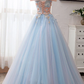 BLUE TULLE LACE LONG PROM DRESS BLUE TULLE LACE FORMAL DRESS cg5129