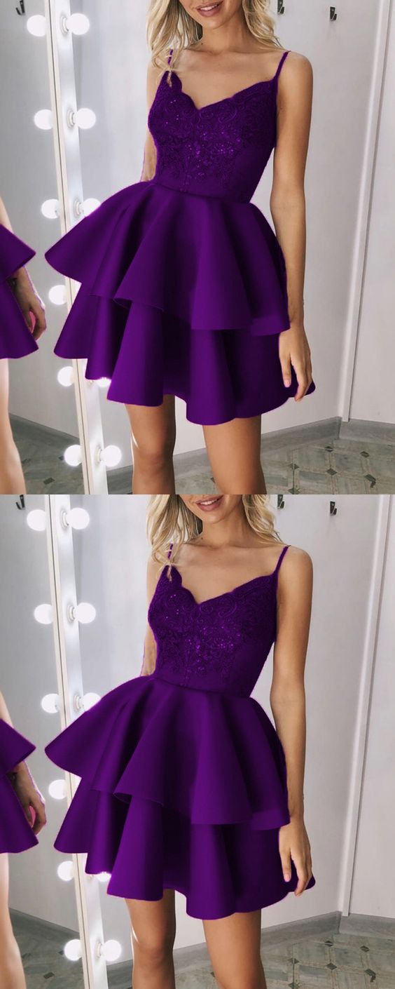 short purple v neck homecoming dresses for back to school dress cg5202