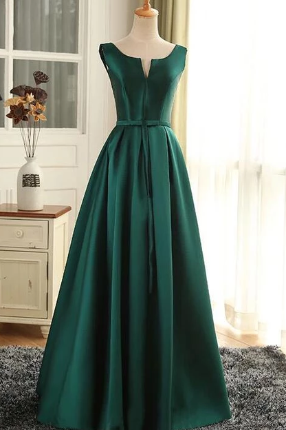 Beautiful Green Satin Long Simple Party Dress, Green Prom Dress 2020 cg5207