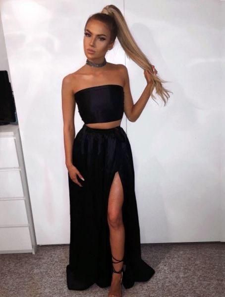 Black Two Piece Prom Dresses for Women cg5354