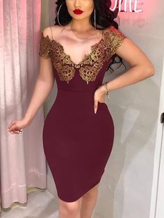 Burgundy Patchwork Lace Off Shoulder homecoming Party Midi Dress cg5485