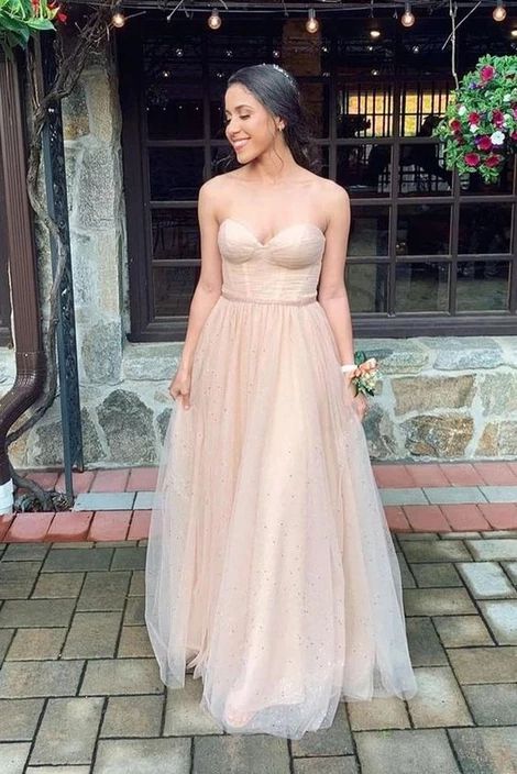 Sweetheart Flowy Champagne Prom Dress cg5557