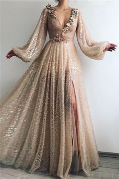 Sparkle Sequins Long Sleeves Prom Dress  cg5626