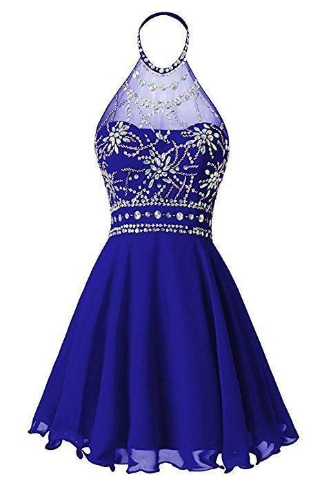 Chiffon O-Neckline Beaded Stylish Junior Party Dress, Homecoming Dress cg5631