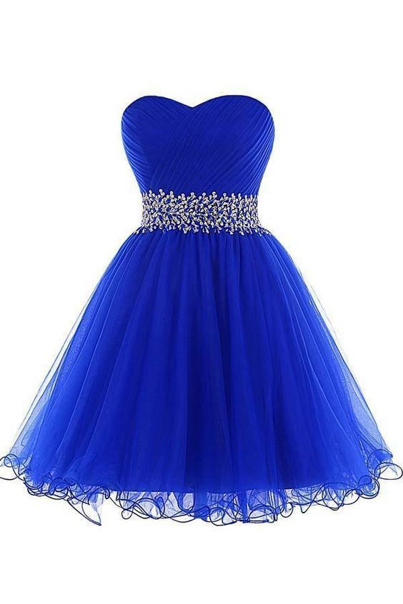 A-Line Homecoming Dresses A-line Sweetheart Short Tulle Lace-up Royal Blue Homecoming Dress  cg5638