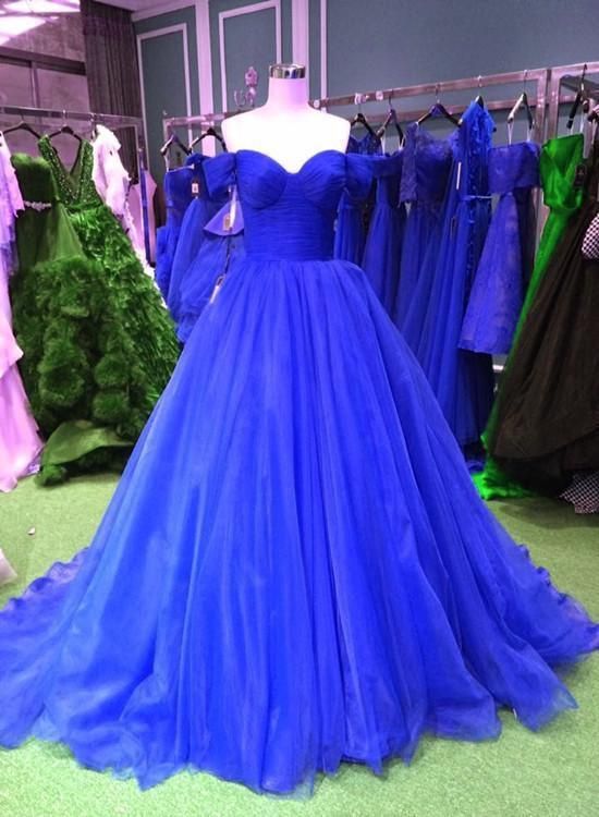 Beautiful Dark Blue Tulle Sweetheart Formal Dress, Elegant Ball Gown Prom Dresses  cg5665