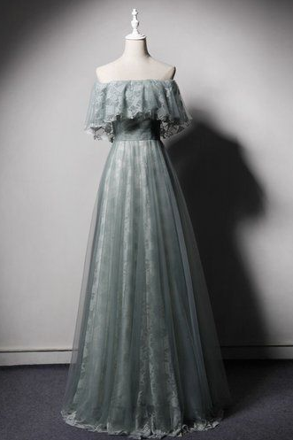 Green Lace Strapless Long A Line Senior Prom Dress, Evening Dress  cg5689