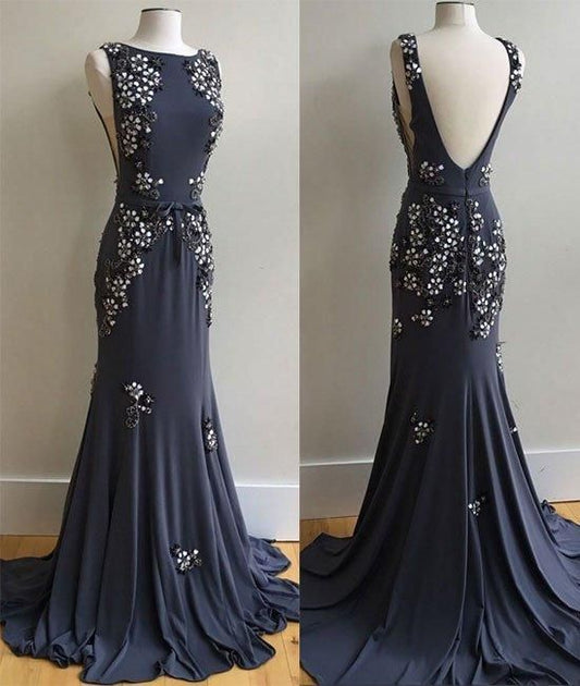 New Arrival unique applique chiffon long prom dress  cg5693