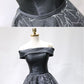 Black Satin Short Tulle Off Shoulder Party Dress, Homecoming Dress  cg5697