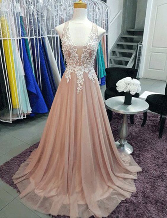 Charming A Line V Neck Sleeveless Long Prom Dress  cg5829