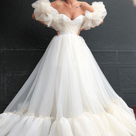 ivory prom dress, ball gown prom dress  cg5863