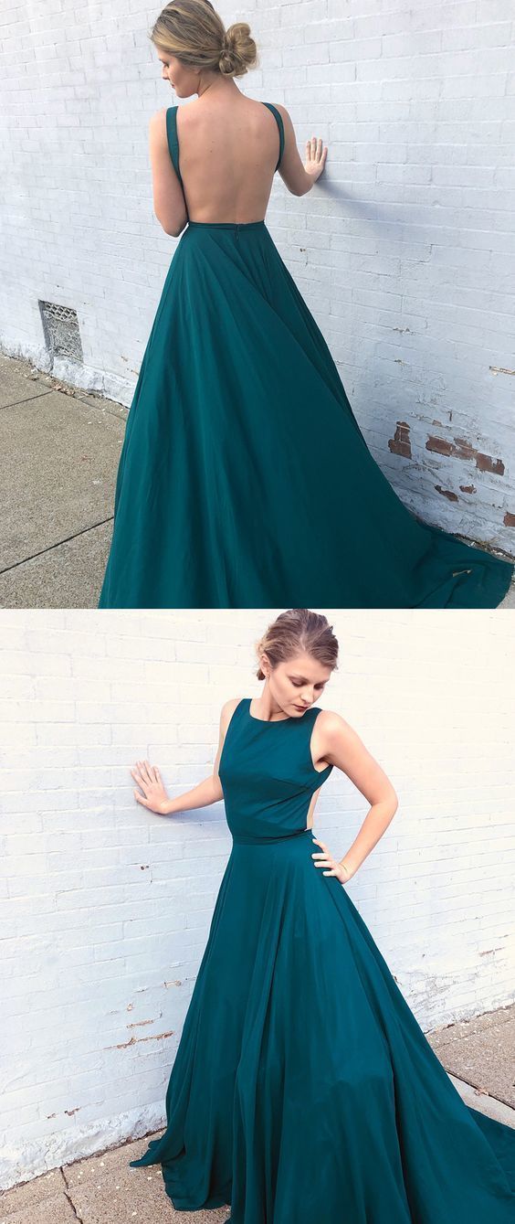 Elegant Turquoise Long Prom Dress with Open Back  cg5928