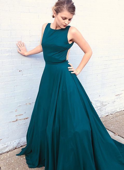 Elegant Turquoise Long Prom Dress with Open Back  cg5928