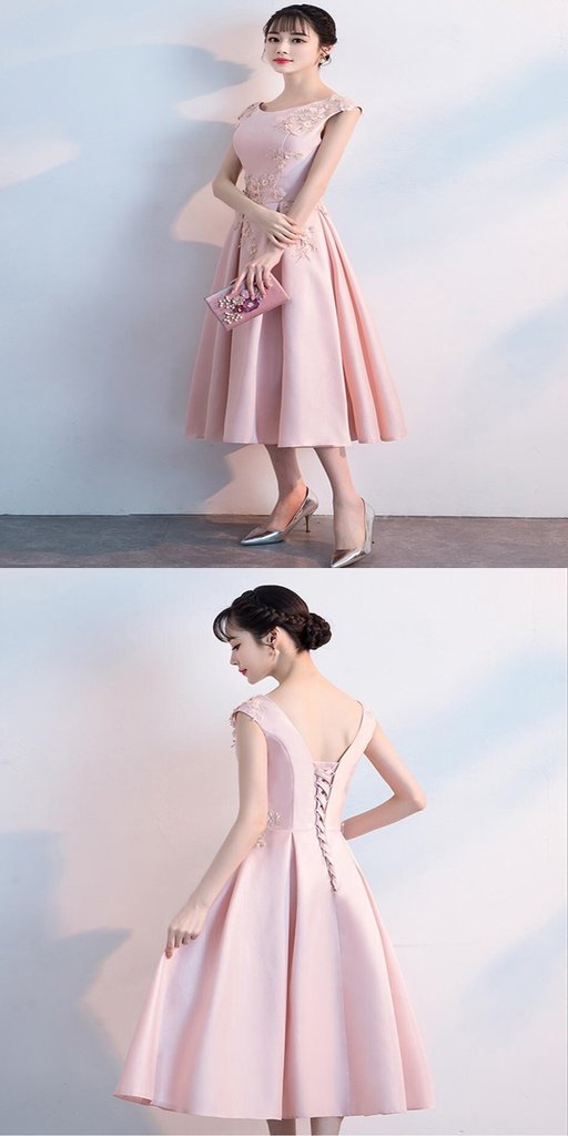 Graceful A-Line Blush Pink Scoop Neckline Cap Sleeves Cheap Homecoming Dresses  cg599