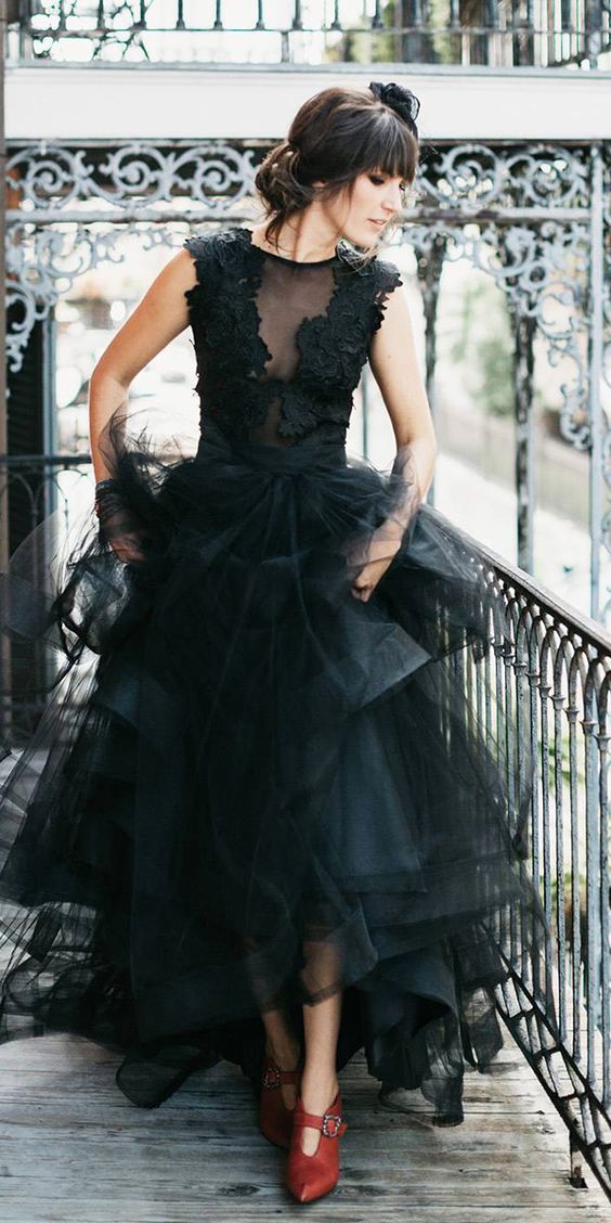 Black Sleeves Prom Dress With Lace , Charming Prom Dress  cg5993