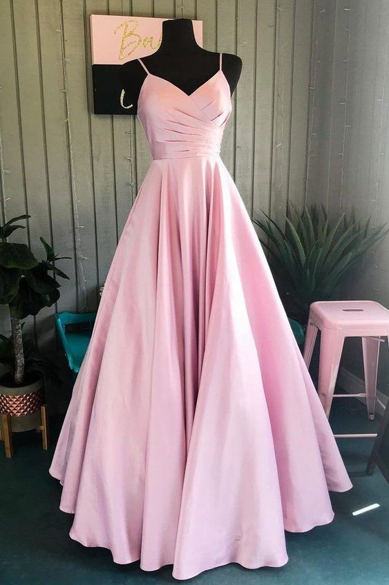 Elegant Pleated A-Line Pink Long Prom Dress  cg6037