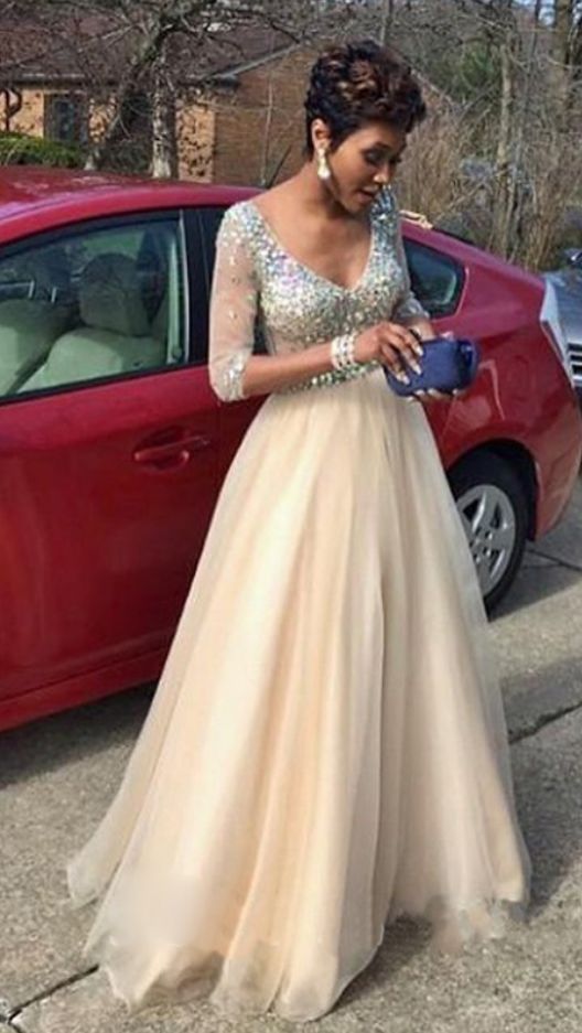 champagne formal dresses, sexy prom dresses  cg6196