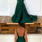 Emerald Green V Neck Mermaid Prom Dresses with Sweep Train  cg6208