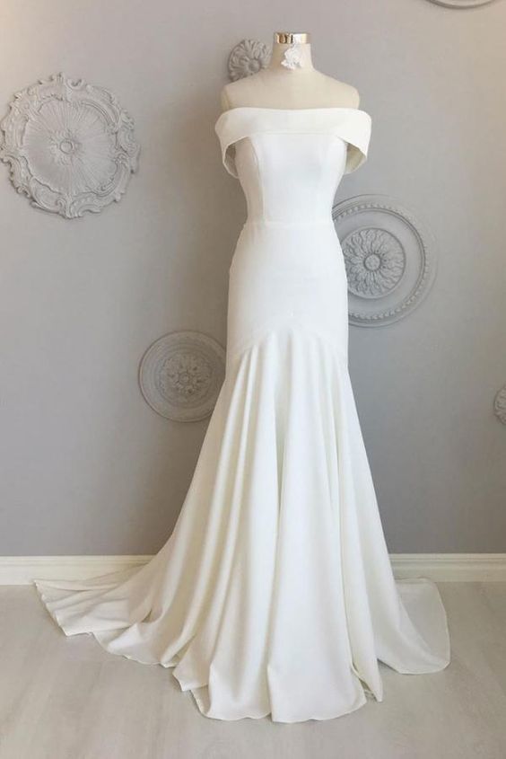 Simple white long prom dress, white long evening dress cg6249