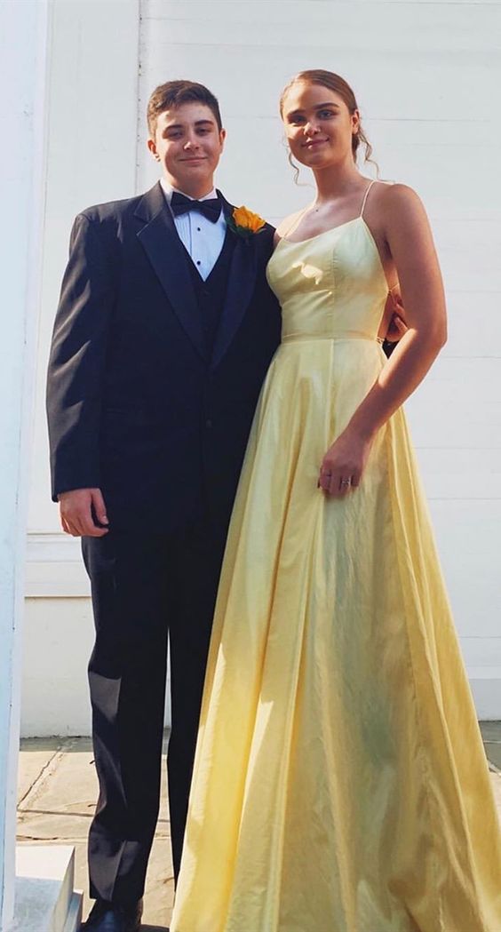 simple yellow long prom dresses, cheap a line prom dresses, fashion prom gowns  cg6274