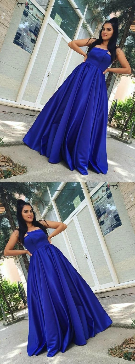 Gorgeous Royal Blue Simple Prom Dress, Sexy Backless Satin A-Line Prom dress cg6284