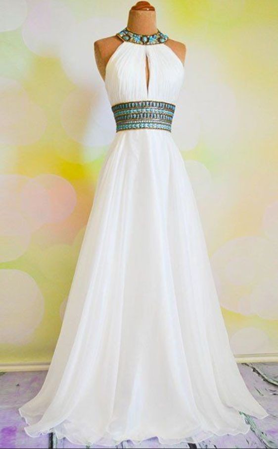 Halter White Prom Dress  cg6315
