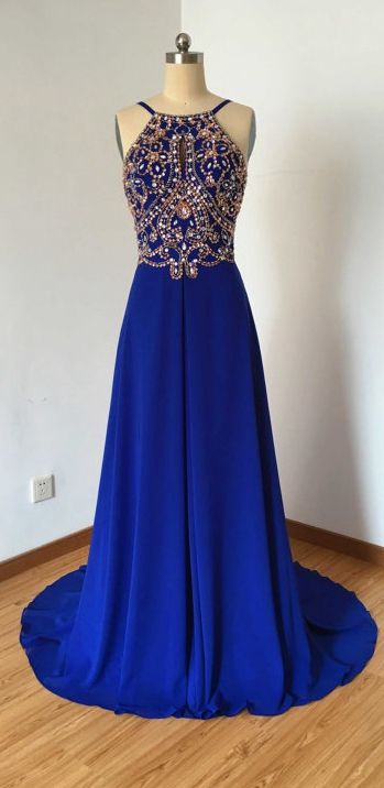 Long Dress For Prom With Halter Neckline  cg6338