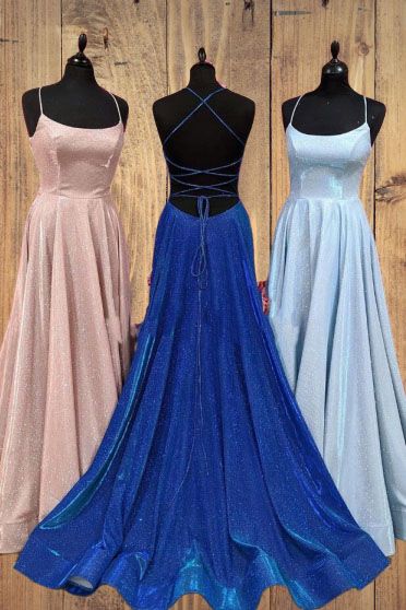 Elegant Straps Long Prom Dress with Criss Cross Back  cg6372