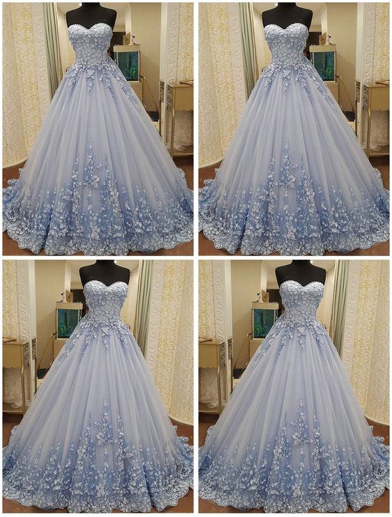 Elegant Tulle Evening Dress, Sexy Ball Gown Appliques Prom Dresses, Formal Evening Gown  cg6378