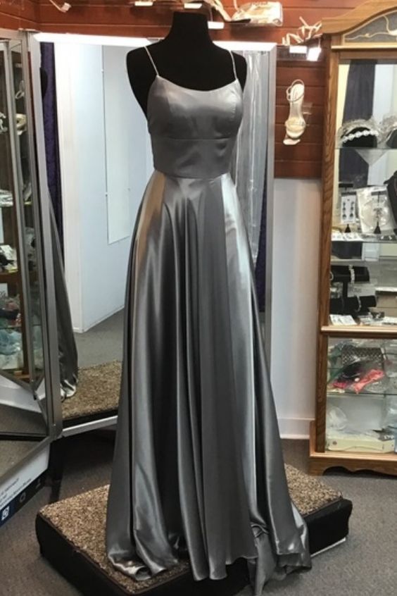 grey long prom dress with straps, gorgeous long prom dress 2020  cg6399