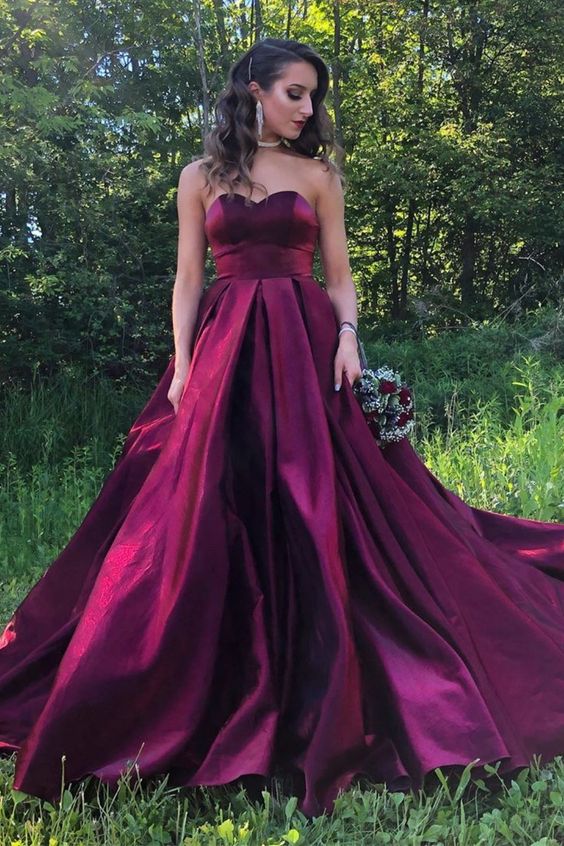 Burgundy Ball Gown Formal Evening Dresses, 2020 Burgundy Long Prom Dresses Sweetheart  cg6516