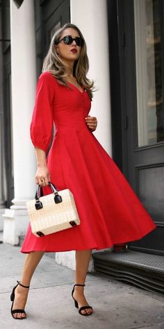 Red V Neck Midi Prom Dress , Charming Prom Dress   cg6607