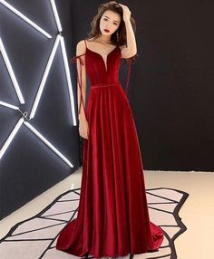 Unique style burgundy long prom dress, burgundy evening dresses  cg6678