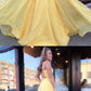 Simple yellow chiffon long prom dress, yellow evening dress cg681
