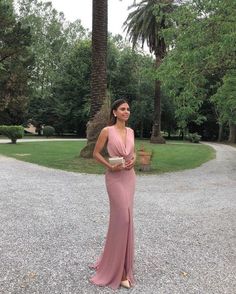 Sexy Deep V-Neck Cheap Evening Dresses pink prom Dresses  cg6814