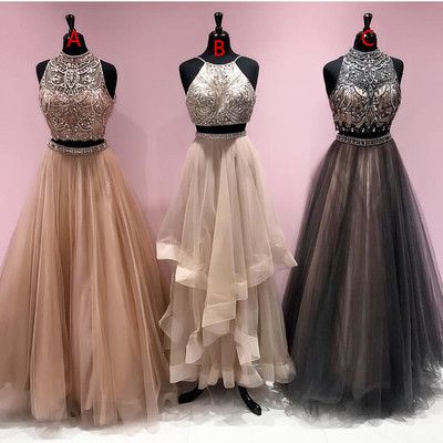 Elegant Two Piece Beaded Long Prom Dress   cg6850