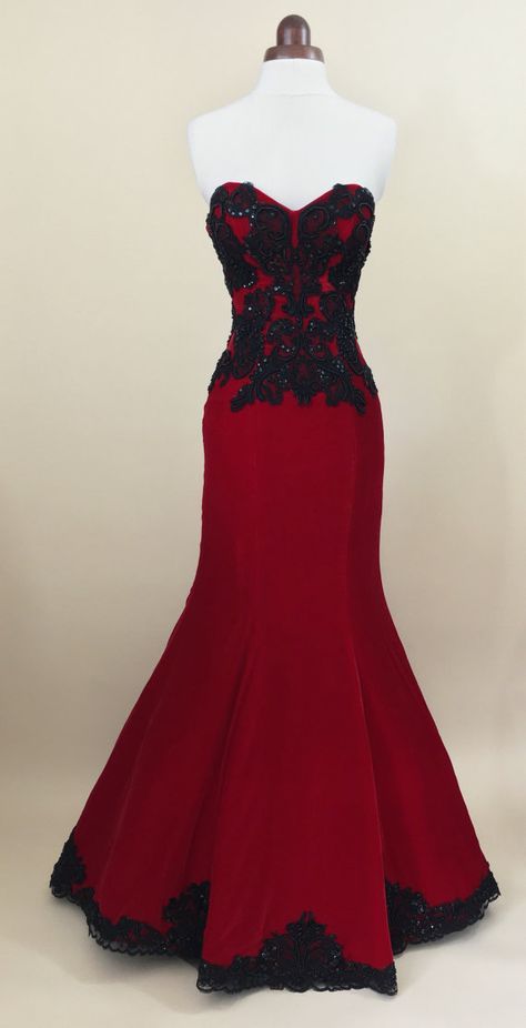 Red ball gown, prom dress, evening gown, party dress, long dress, velvet dress  cg6872